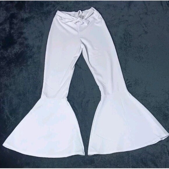 park ave Pants - Park Avenue High Rise Bell Bottom Flare Pants S White Retro Disco 70s Festival